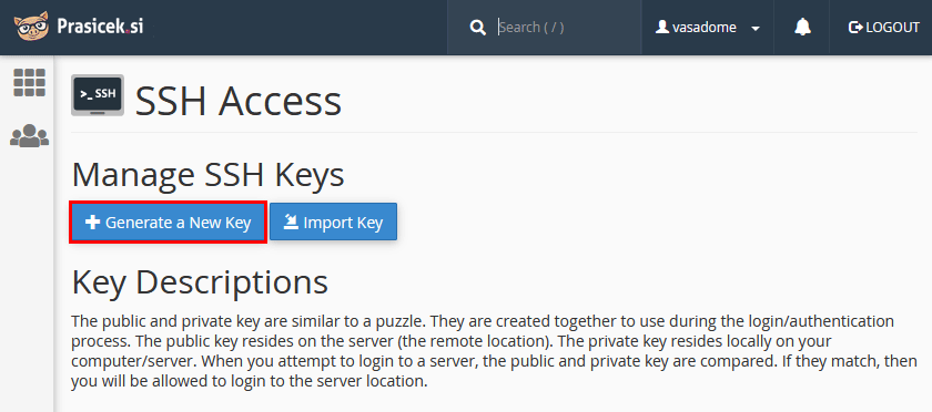 Kreiranje SSH ključa