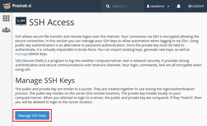 Upravljanje s SSH ključi